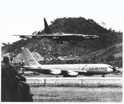 USAF Strategic Air Command KC-135 tanker and B-52 bomber at U-Tapao Royal Thai Navy Airfield